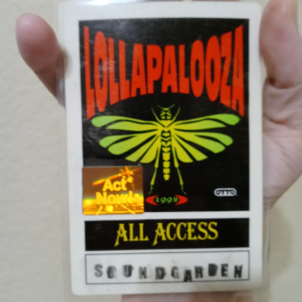 Chris Cornell Lollapalooza 1992 PERSONAL PASS!!Plus promo poster & unused ticket